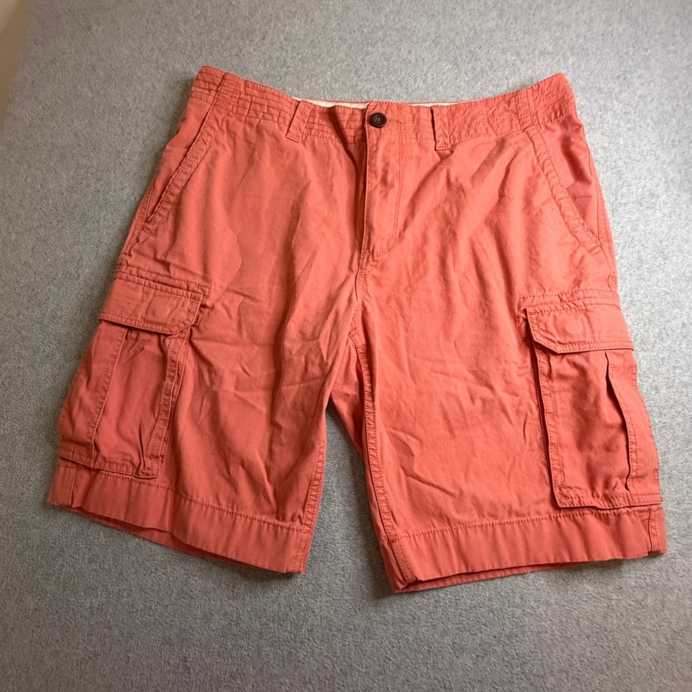 Tommy Hilfiger Mens W36 Cargo Shorts Coral Salmon Pink Cotton Twill Casual